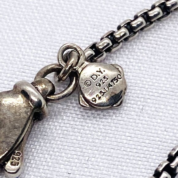 David Yurman Sterling Silver 925 1/4 18K 750 Gold Crossover Bar Necklace - Picture 13 of 16